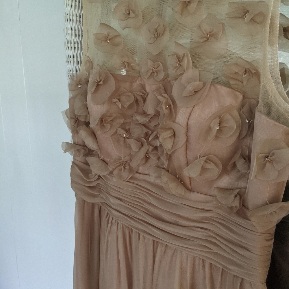 JS Collections Champagne Gown with Flower Applique - Picture 3 of 5